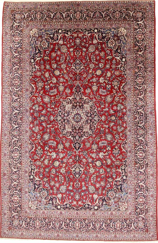 Keshan Orientteppich 412x268 cm - Klassisches Medaillon-Muster, handgeknüpft