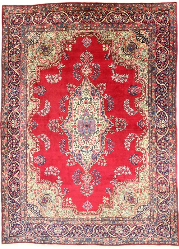 Yazd Teppich 369x268 cm - Klassisches Medaillon - Handgeknüpft Perserteppich