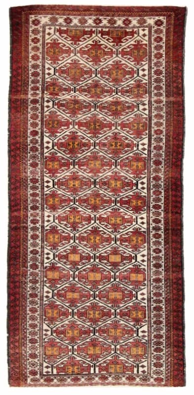 Handgeknüpfter Belutsch Teppich 169x81 cm – Geometrische Muster, Erdtöne, Orientteppich