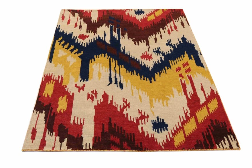 MODERN-IKAT Teppich 237x166 cm - Designer Handgeknüpft Orientteppich