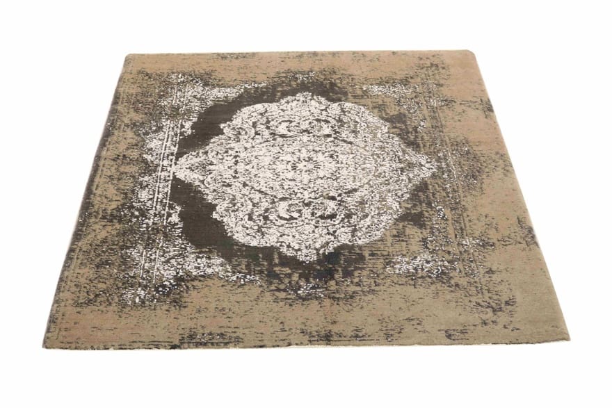 Orientteppich 199x145 cm – Handgeknüpft, Modernes Design, Beige/Grau