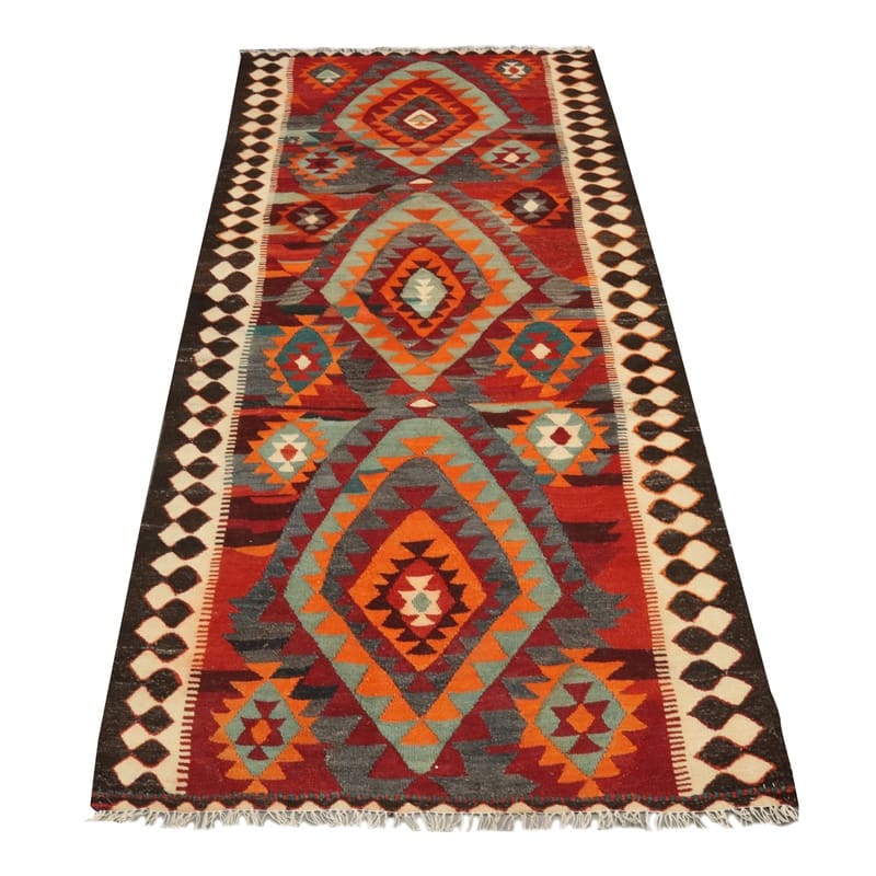 Kelim Teppich 302x139 cm aus Kerman, handgewebt, guter Qualität
