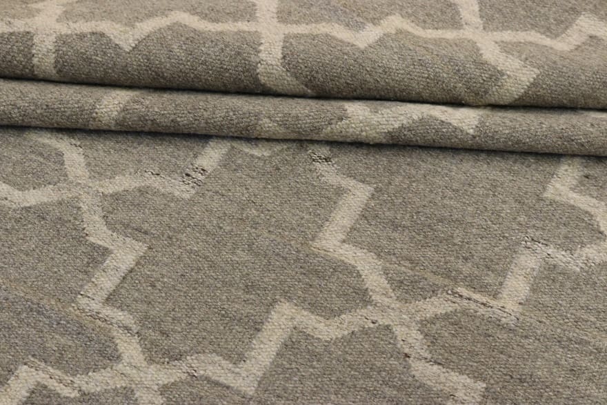 Handgewebter Kelim Teppich 234 x 164 cm – Grau-Beige, pflegeleicht