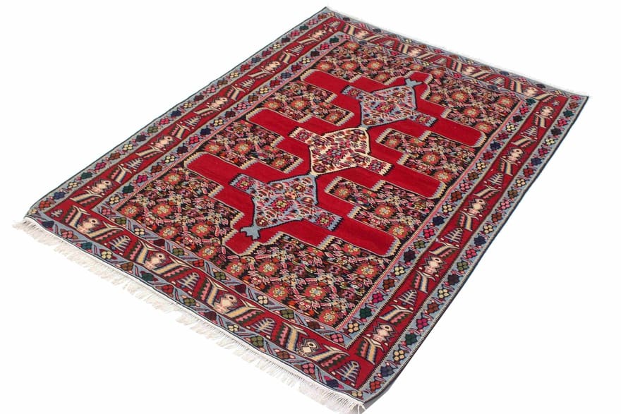 Kelim Senneh Teppich 170x126 cm - Traditionell handgewebt