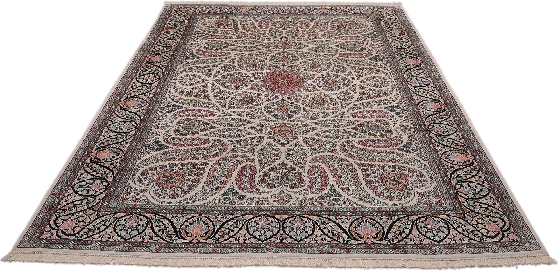 Orientteppich aus Kashmirseide 251 x 339 cm, handgeknüpft, edles Muster H1