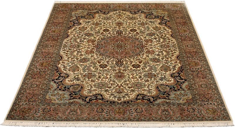 Orientteppich Kashmirseide Keshan 174 x 244 cm, edles Design, handgeknüpft
