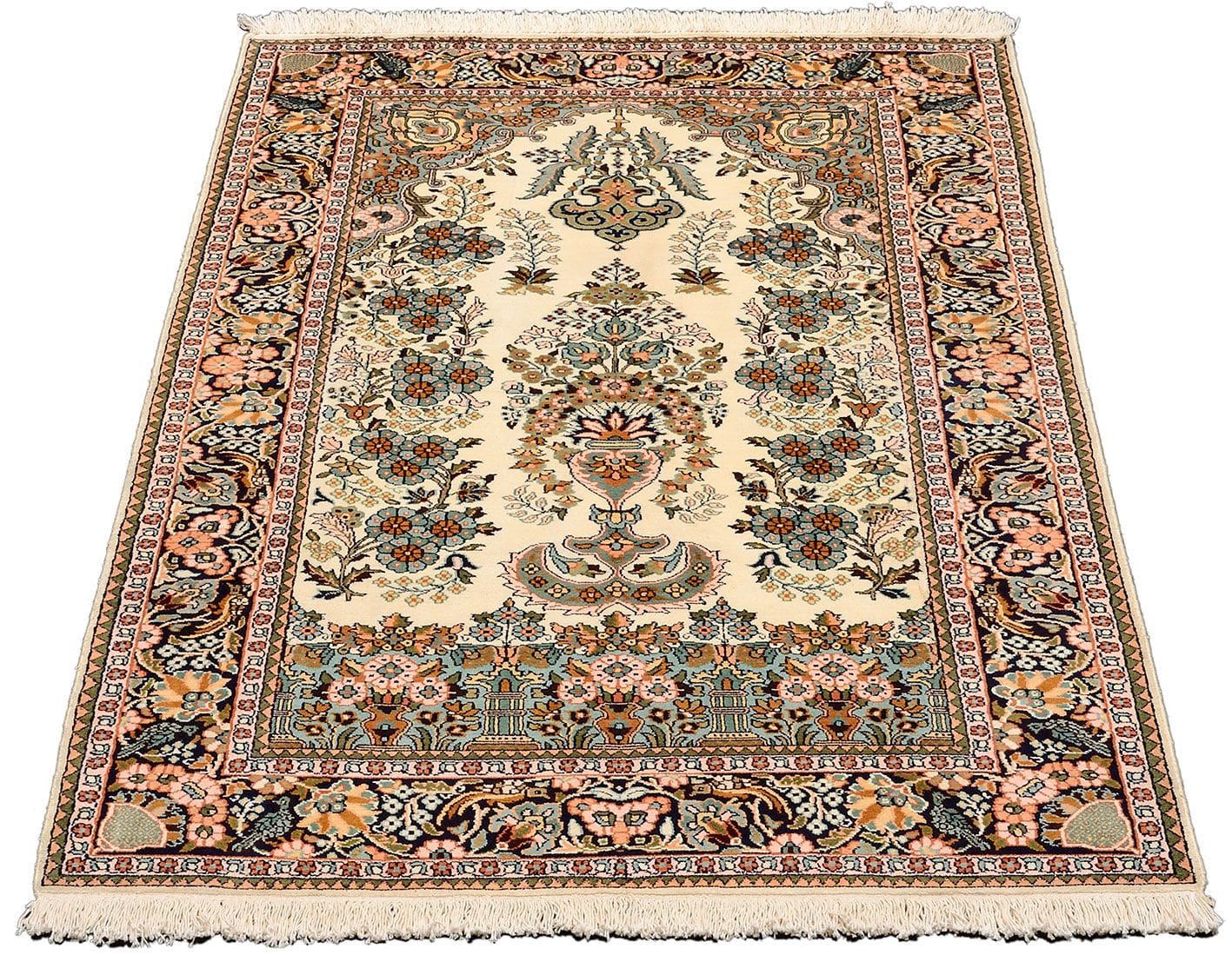Orientteppich Kashmirseide 95 x 156cm, pastellfarben, handgeknüpft