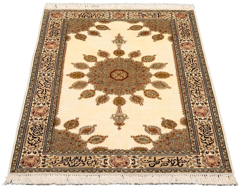 Eleganter Kashmirseide Orientteppich 96 x 153cm - handgeknüpft
