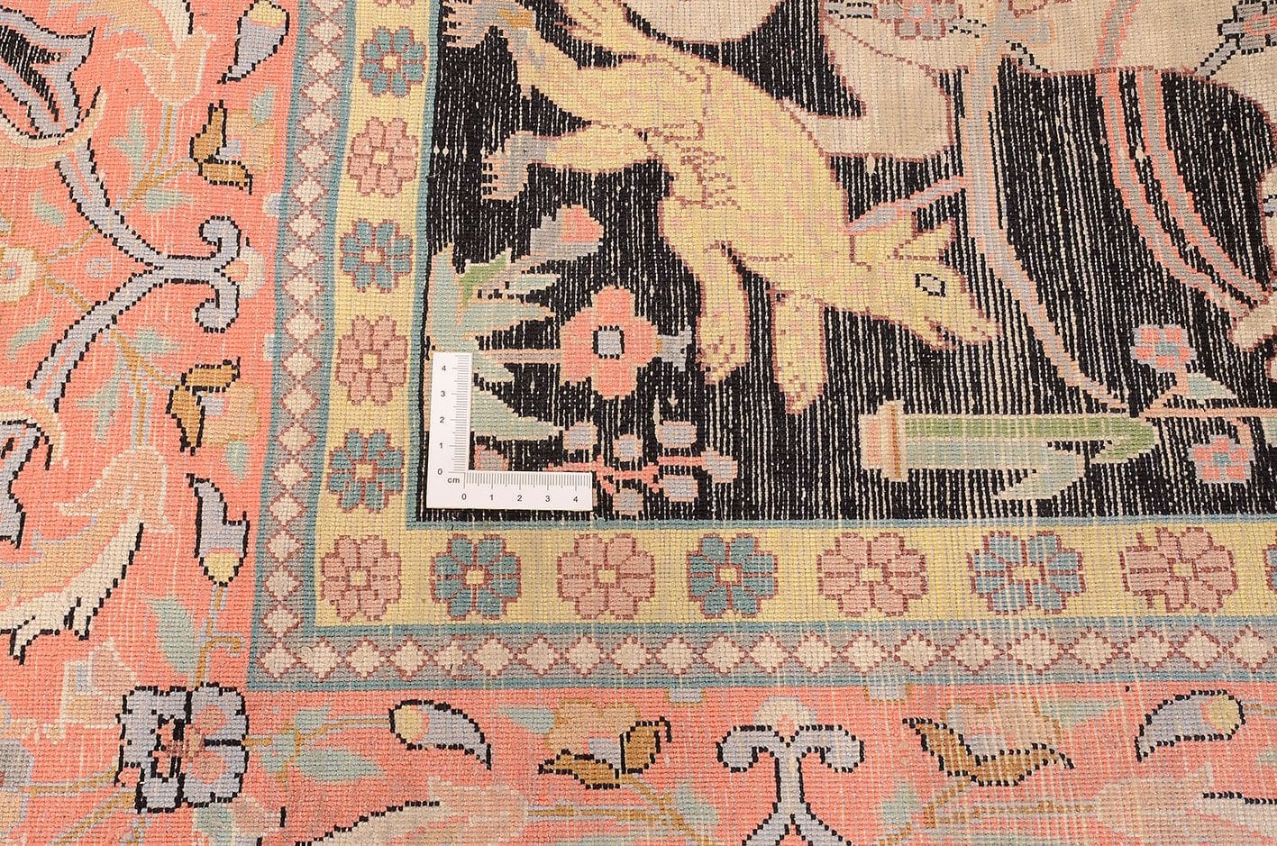 Kashmirseide Teppich 362 x 556cm, handgeknüpft, edles Pastellmuster