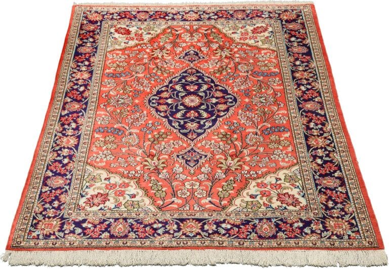 Eleganter Ghom Teppich 103 x 153cm, Seide, handgeknüpft, Persian
