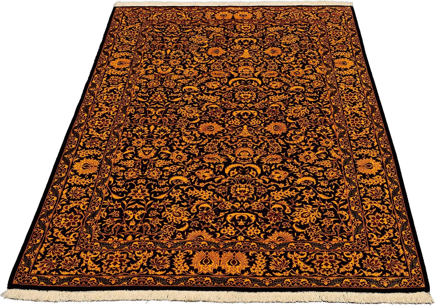 Ghom Teppich 132 x 204 cm, edel, Seide, handgeknüpft, Perserteppich