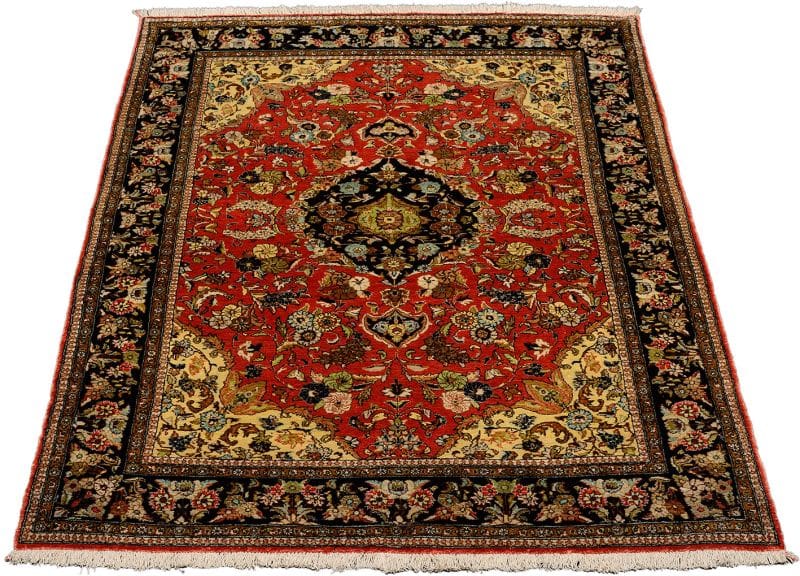 Ghom Teppich 109 x 169 cm, florale Muster, handgeknüpft, Perserteppich