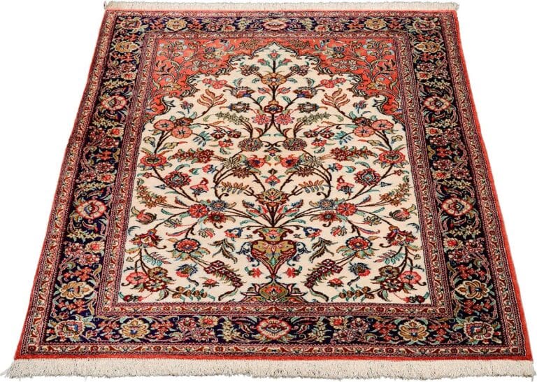 Ghom Teppich 107 x 153 cm, Seide, handgeknüpft, Perserteppich