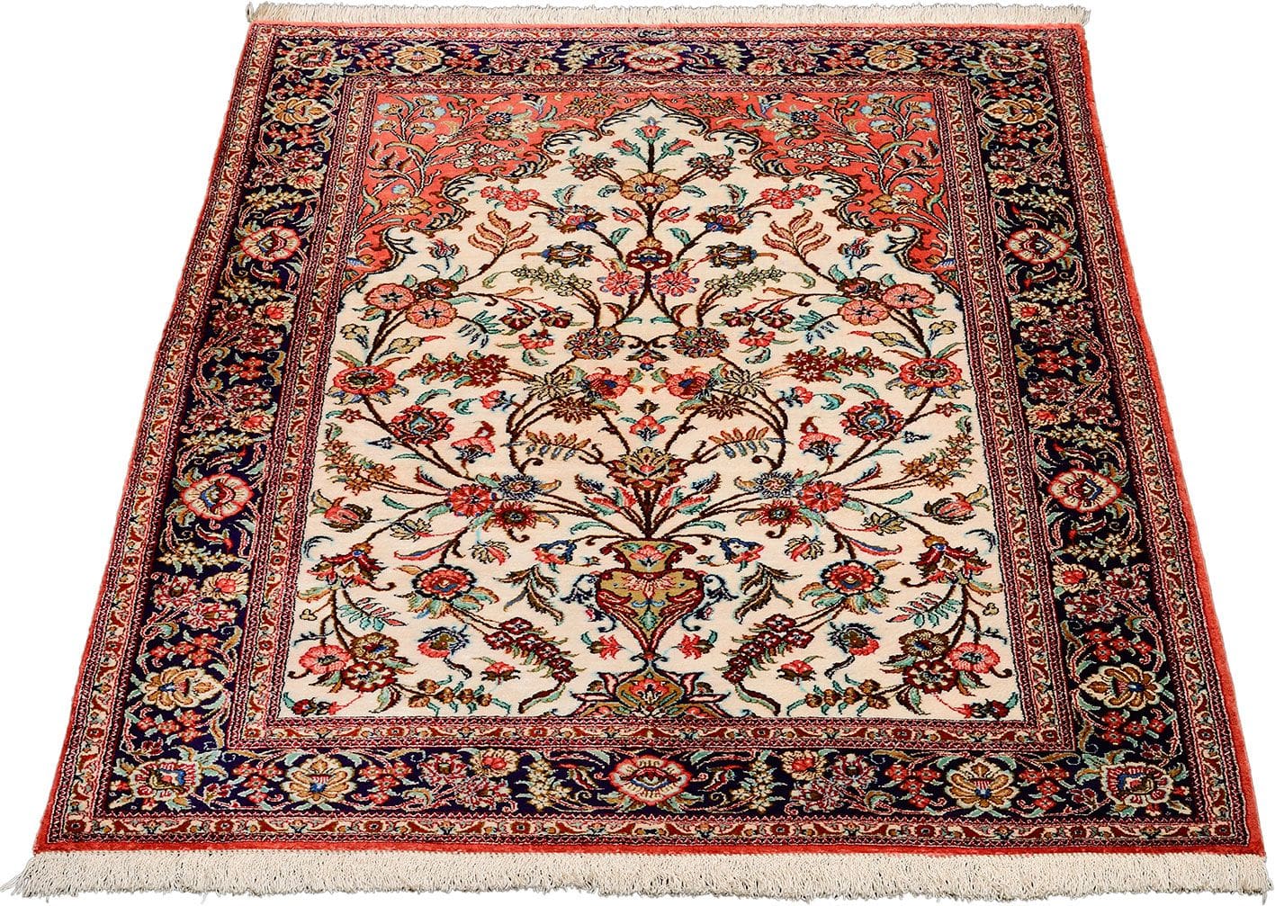 Ghom Teppich 107 x 153 cm, Seide, handgeknüpft, Perserteppich