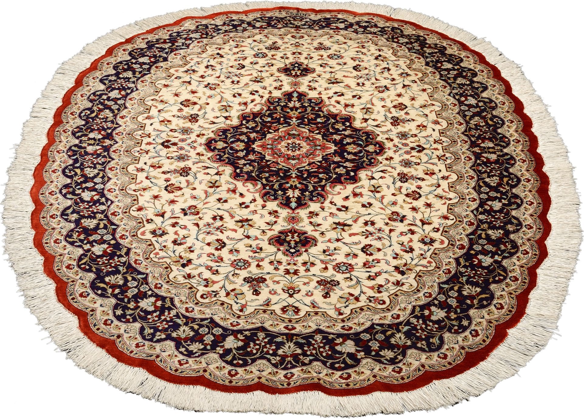 Ghom Teppich 137 x 205 cm, Seide, florale Muster, handgeknüpft