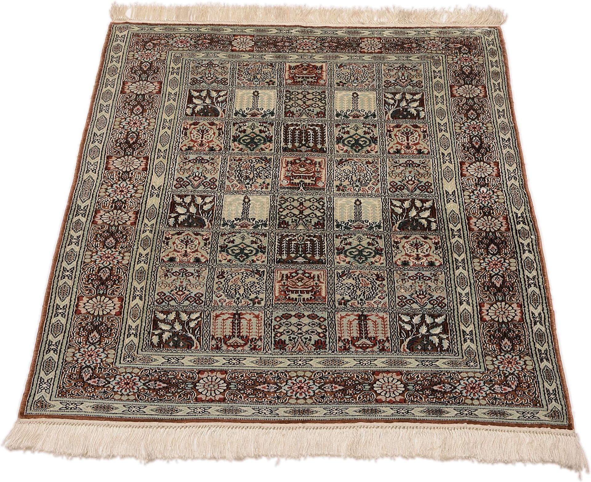 Ghom Teppich 79 x 116 cm aus Seide, handgeknüpft, Perserteppich