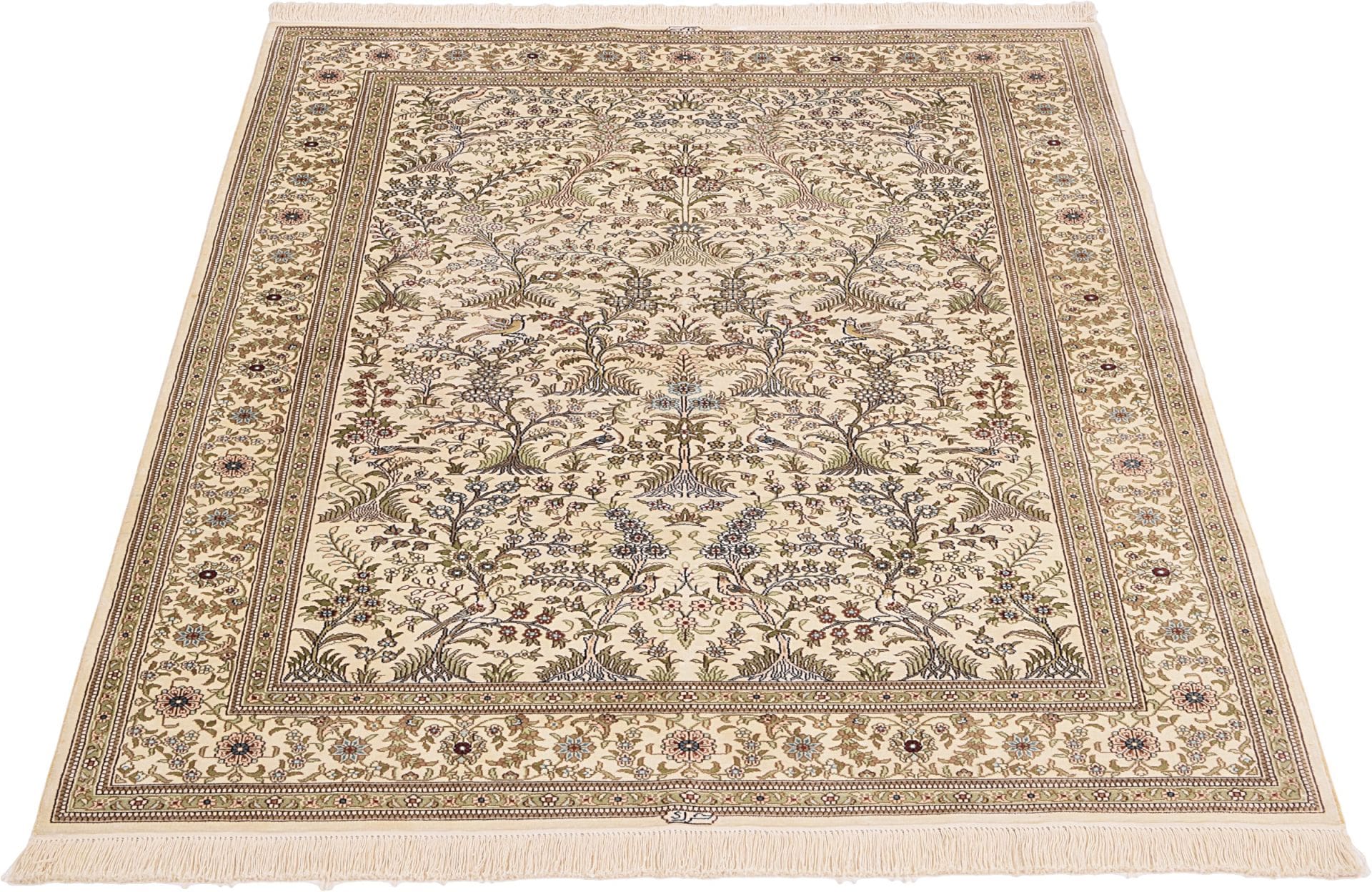 Hereke Teppich 128 x 188cm, Seide & Baumwolle handgeknüpft