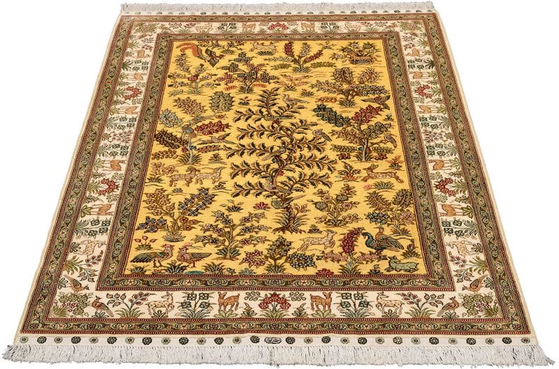 Hereke Teppich 127 x 178cm, Seide handgeknüpft
