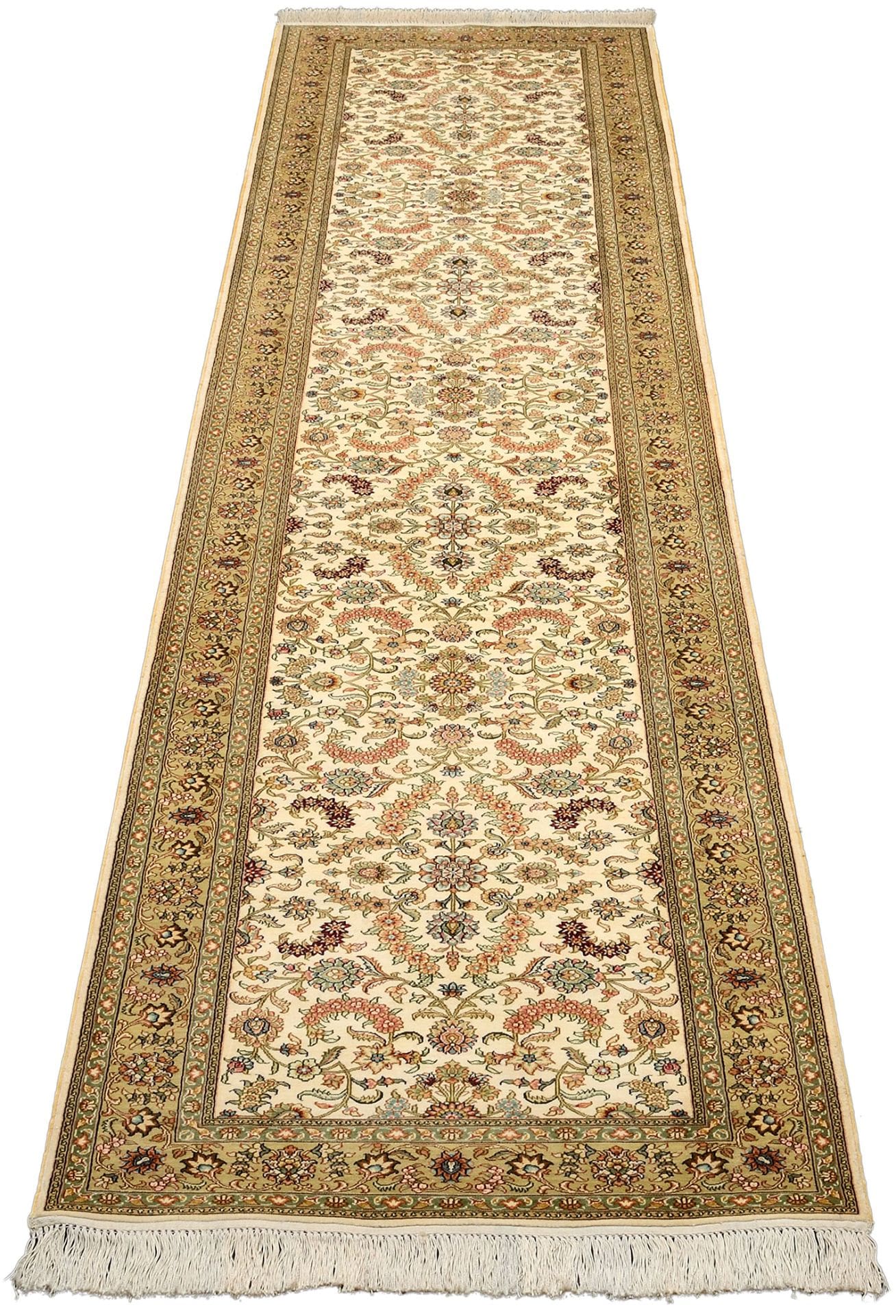 Hereke Orientteppich 81 x 368cm, Seide handgeknüpft