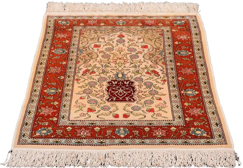 Hereke Teppich 60 x 98 cm, Seide handgeknüpft