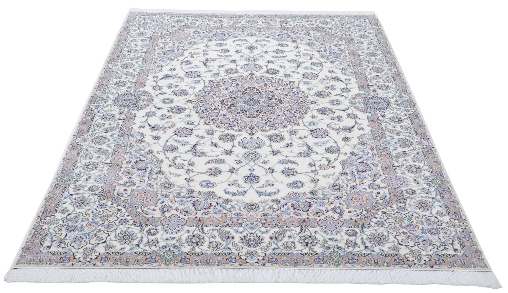 Nain Teppich 204 x 303 cm, florale Muster, handgeknüpft, Perserteppich