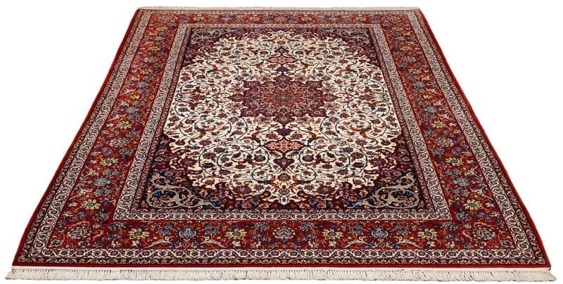 Isfahan Teppich 202 x 307 cm, 1.000 Knoten, florale Muster, handgeknüpft