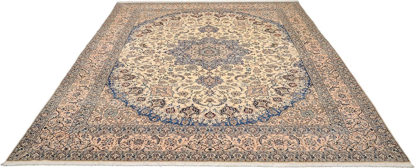 Nain Teppich 324 x 410 cm, florale Muster, handgeknüpft, Perserteppich