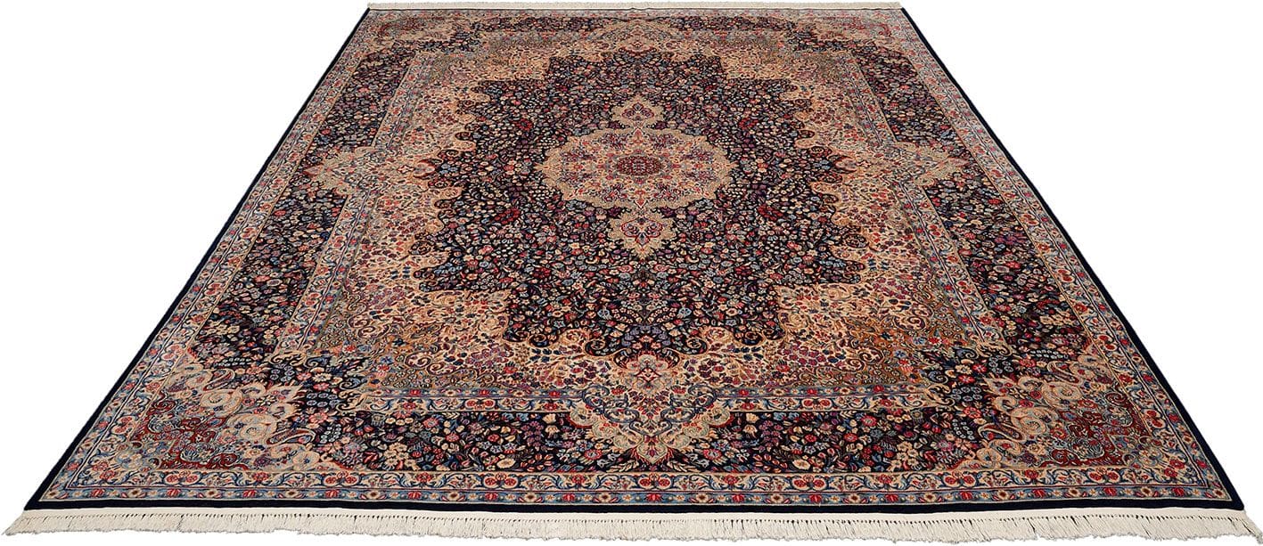 Eleganter Kirman Perserteppich 303 x 420cm, florales Muster, handgeknüpft H1