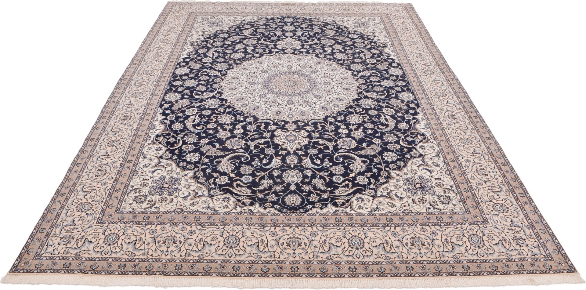 Nain Teppich 303 x 410cm, florale Muster, handgeknüpft, Perserteppich H1
