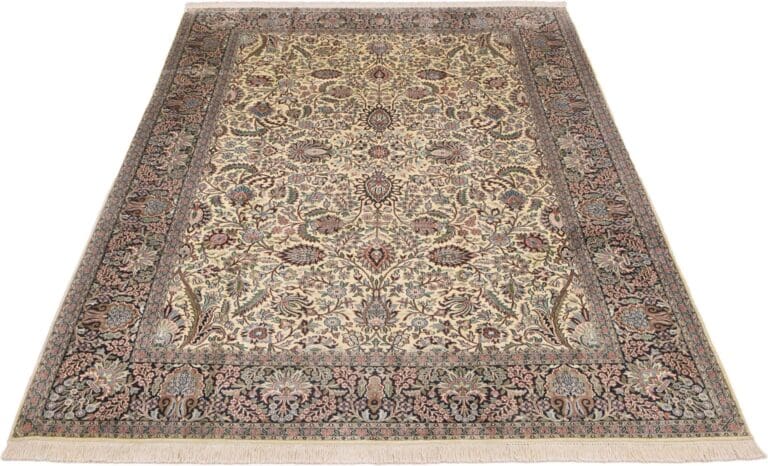 Orientteppich aus Kashmirseide 217 x 310cm, handgeknüpft, edles Design