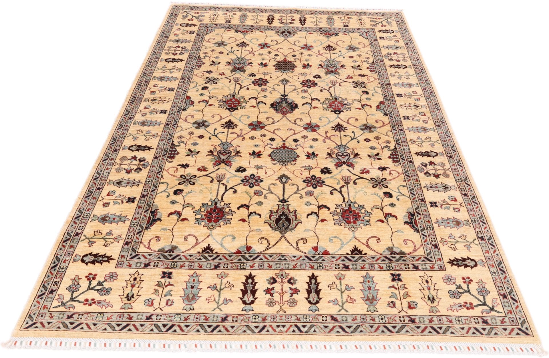 Samarkand Orientteppich 197 x 296cm, handgeknüpft, Wolle H1