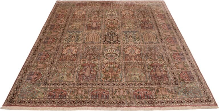 Kashmirseide Orientteppich 218 x 304 cm – Handgeknüpft, Pastellfarben
