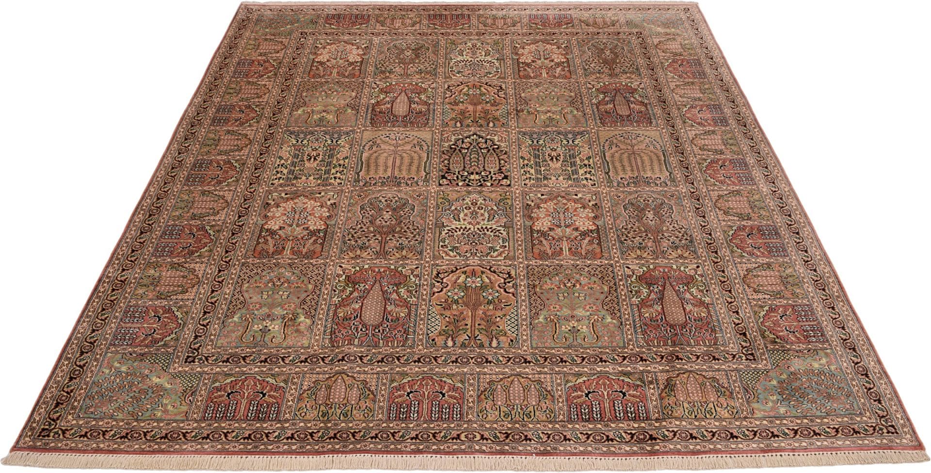 Kashmirseide Orientteppich 218 x 304 cm – Handgeknüpft, Pastellfarben