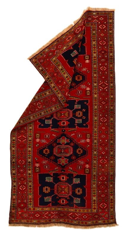 Antiker Meshkien Orientteppich 338x166 cm, präzise Geometrie, handgeknüpft