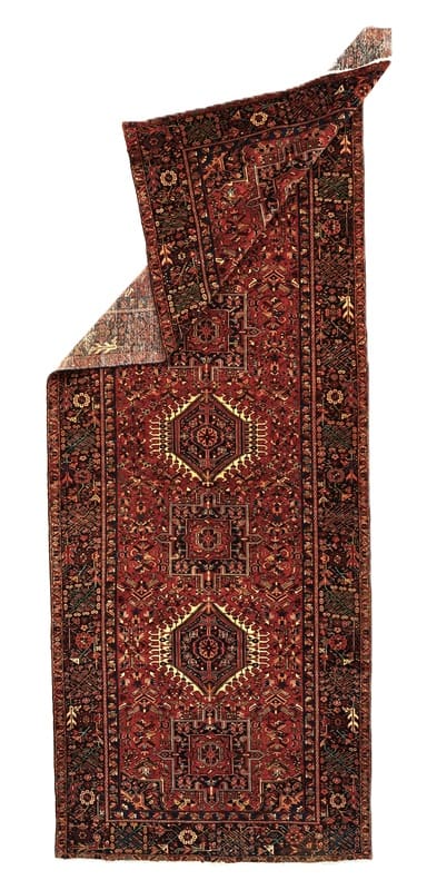 Antiker Heriz Orientteppich 392x146 cm – Handgeknüpft, Wolle