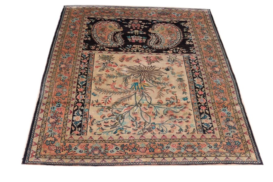 Ghom Seide Teppich 180x124 - Luxuriös, handgeknüpft, Orientteppich H1