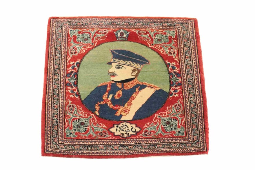 Keschan Antik Teppich 72x61 cm, klassisches Medaillon, handgeknüpft