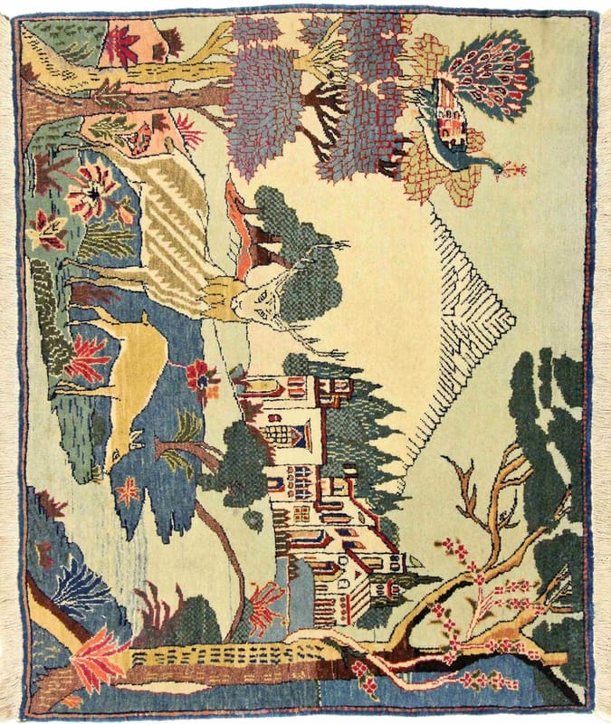 Keshan Teppich 116x74 cm, florales Muster, handgeknüpft, Perserteppich