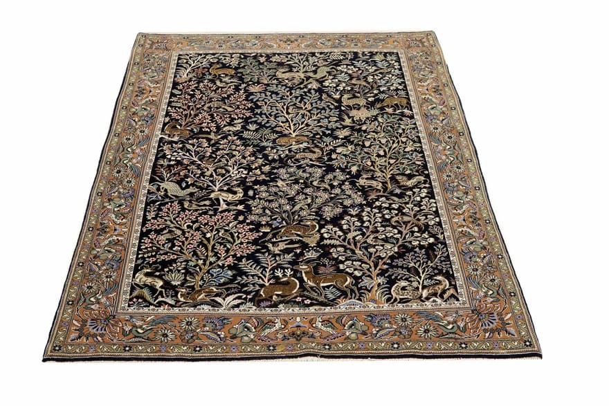 Ghom Kork Teppich 214x142 cm - Handgeknüpft, Seide, Luxus-Ornamente H1