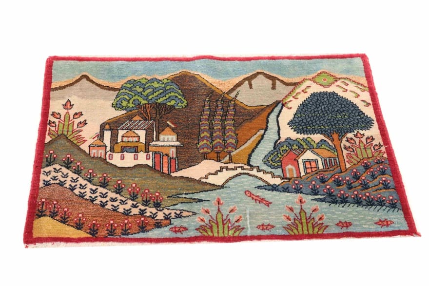 Keshan Orientteppich 90x59 cm - Handgeknüpft, Traditionell, Floral