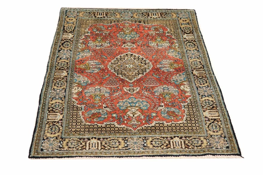 Antiker Ghom Seidenteppich 162x111 cm – Handgeknüpft, Orientteppich