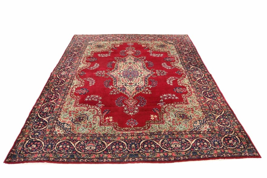 Yazd Teppich 369x268 cm - Klassisches Medaillon - Handgeknüpft Perserteppich