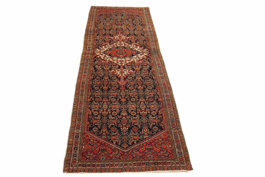 Malayer Teppich 422x106 cm, semi-antik, handgeknüpft, Orientteppich