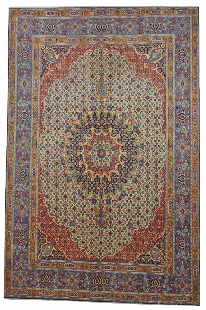 Moud Orientteppich 316 x 209 cm, Medaillon-Design, handgeknüpft