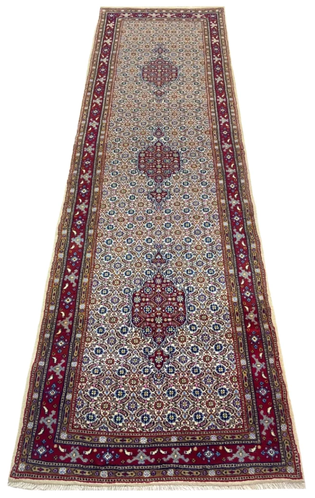Moud Orientteppich 296 x 84 cm, Herati-Muster, handgeknüpft