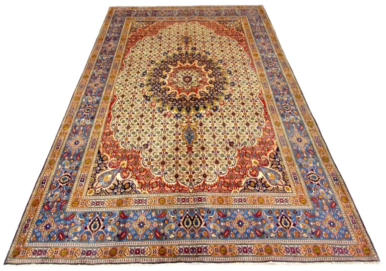 Moud Orientteppich 316 x 209 cm, Medaillon-Design, handgeknüpft