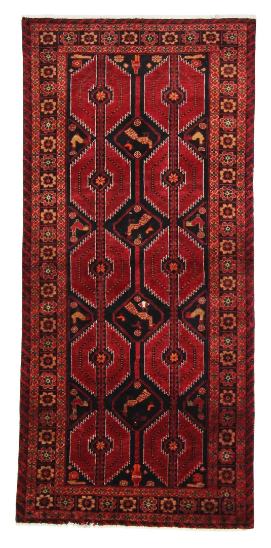 Belutsch Orientteppich 199 x 91 cm, 250.000 Knoten, handgeknüpft