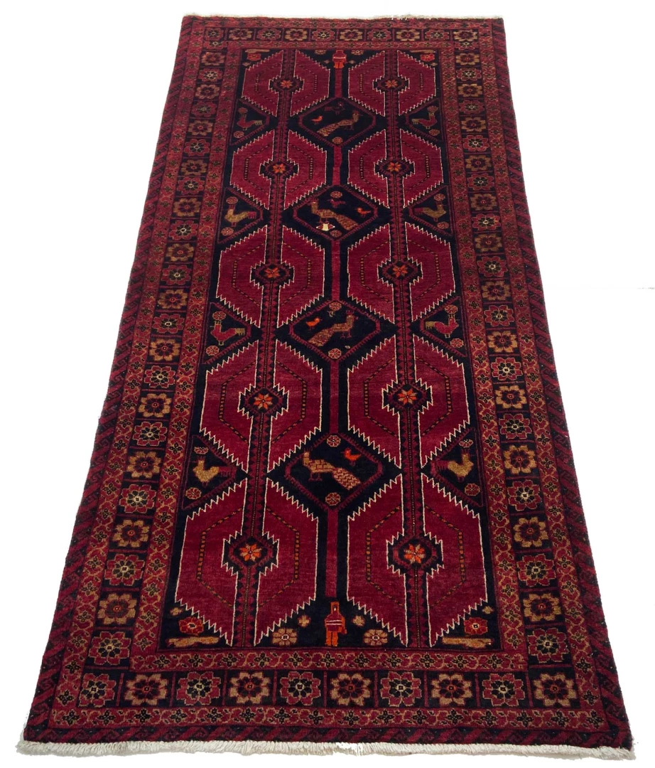 Belutsch Orientteppich 199 x 91 cm, 250.000 Knoten, handgeknüpft