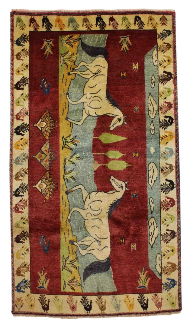 Gabbeh - Shuli 177 x 103 cm, handgeknüpft, kunstvolles Design