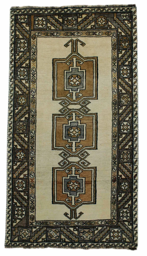Gabbeh - Shuli 192 x 101 cm, handgeknüpft, rot-beige Muster, Perserteppich